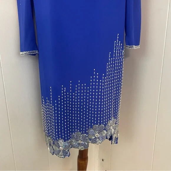 Vintage Beaded Sequin Long Sleeve Shift Dress